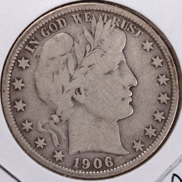 1906-D Barber Half Dollar, Fine Circulated Coin, Store #H906D02