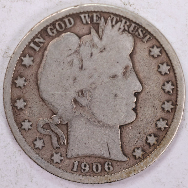 1906-D Barber Half Dollar, Very Good Circulated Coin, Store #H906D03