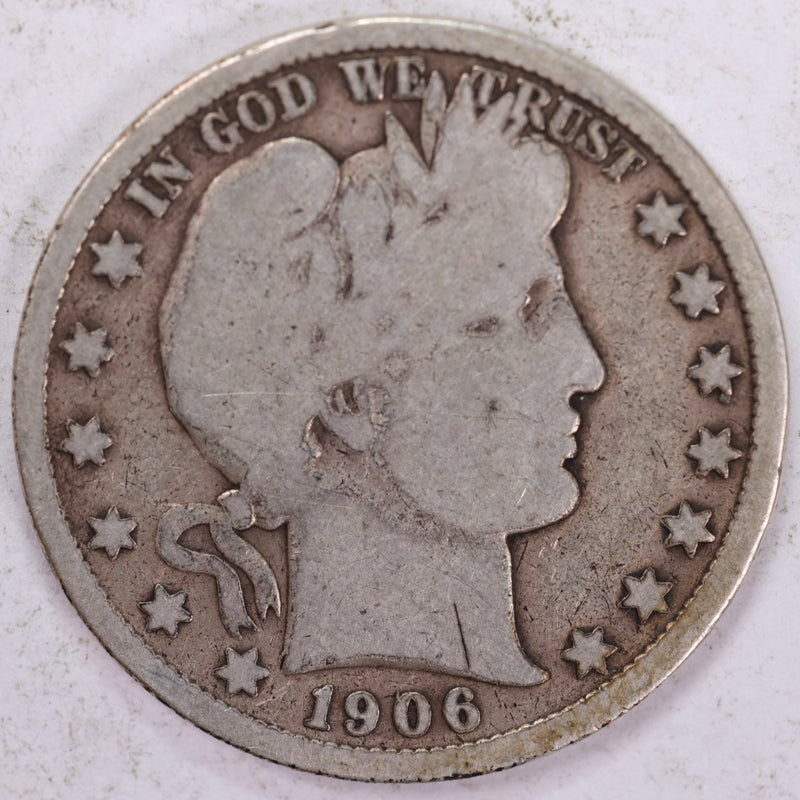 1906-D Barber Half Dollar, Very Good Circulated Coin, Store