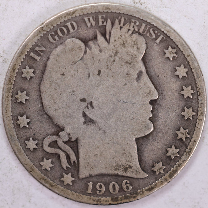 1906-O Barber Half Dollar, Very Good Circulated Coin, Store