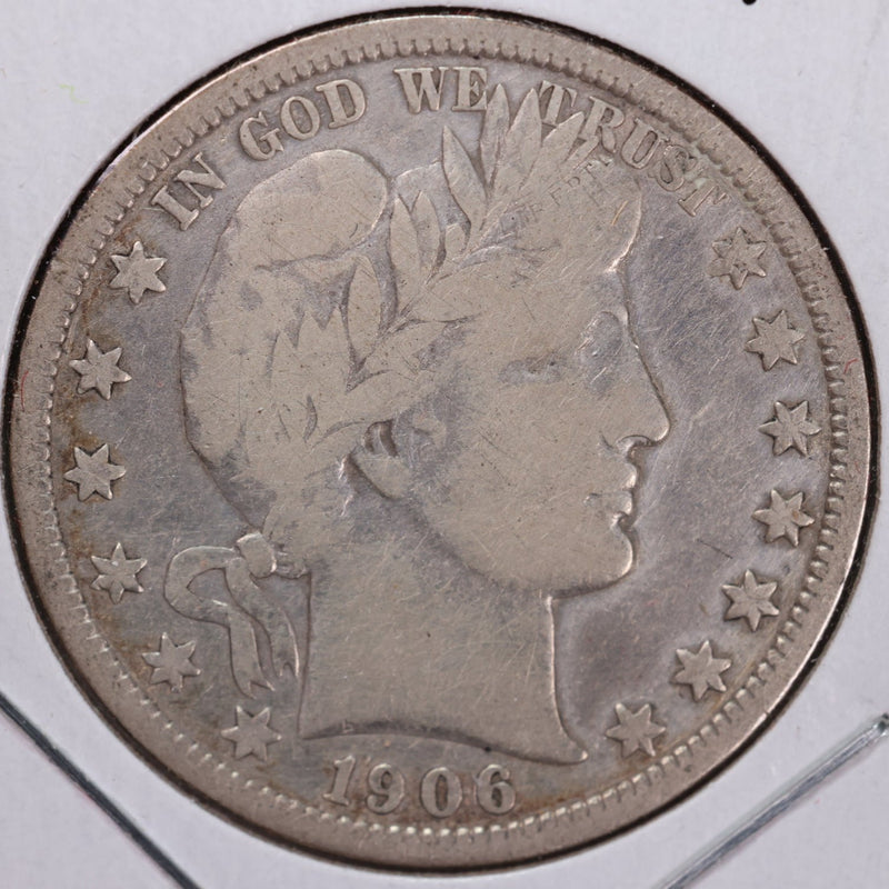 1906-O Barber Half Dollar, Fine (old cleaning) Circulated Coin, Store