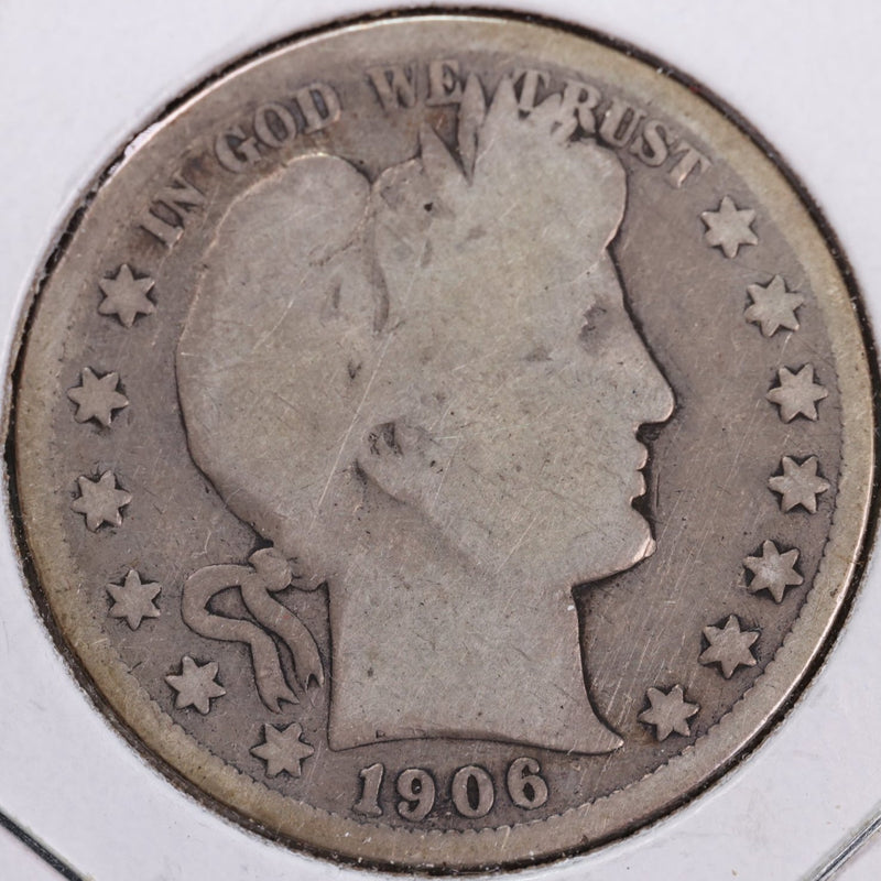 1906-S Barber Half Dollar, Very Good Circulated Coin, Store