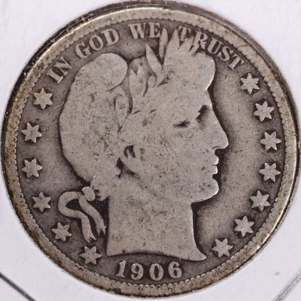 1906-S Barber Half Dollar, Very Good Circulated Coin, Store #H906S07