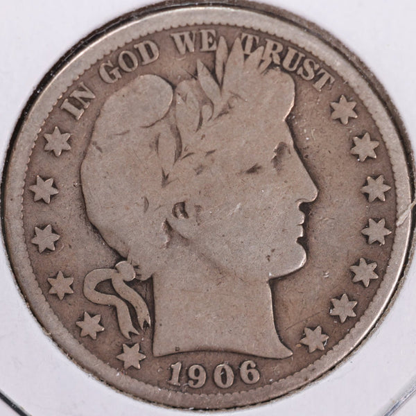 1906-S Barber Half Dollar, Very Good Circulated Coin, Store #H906S08