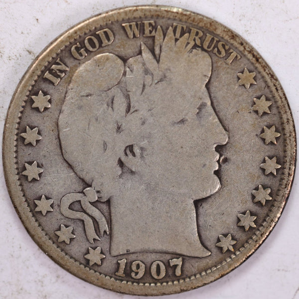 1907-O Barber Half Dollar, Very Good Circulated Coin, Store #H907O02