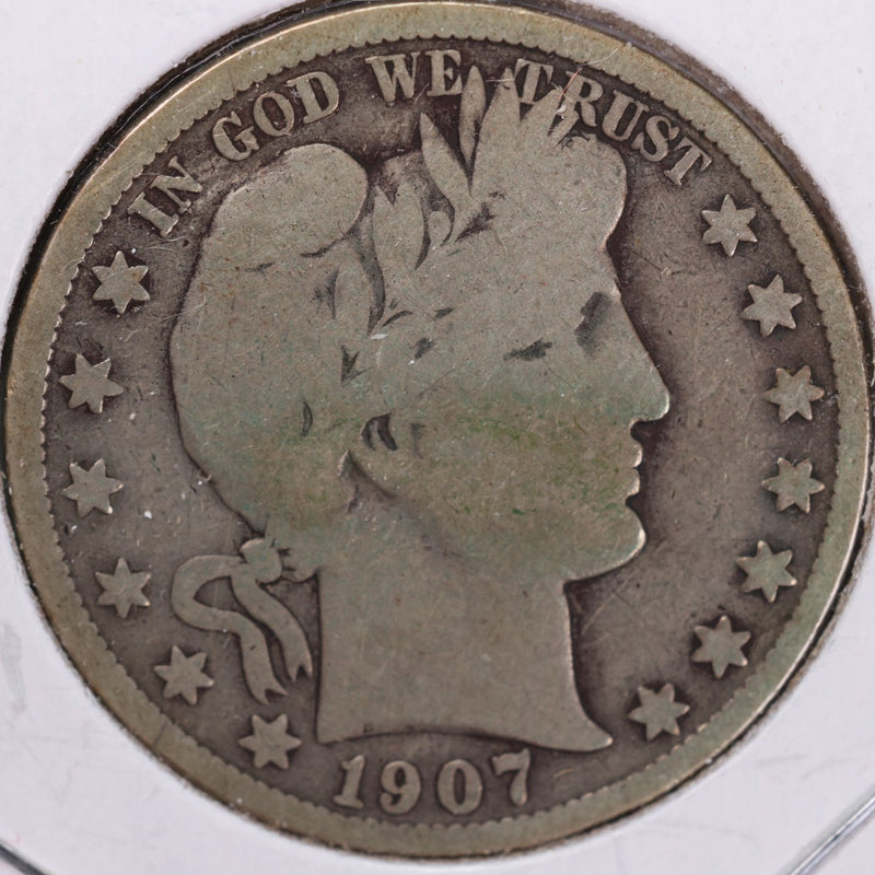 1907 Barber Half Dollar, Very Good Circulated Coin, Store