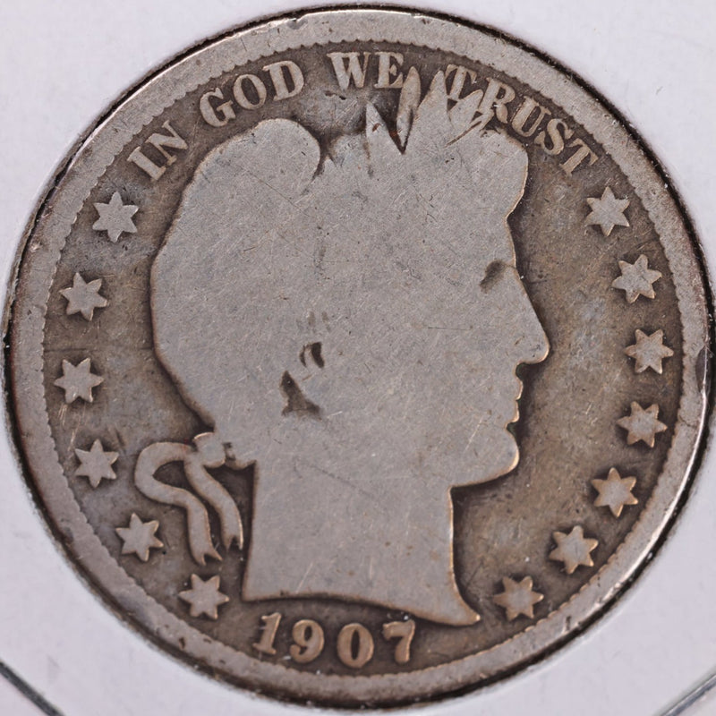 1907 Barber Half Dollar, Good Circulated Coin, Store