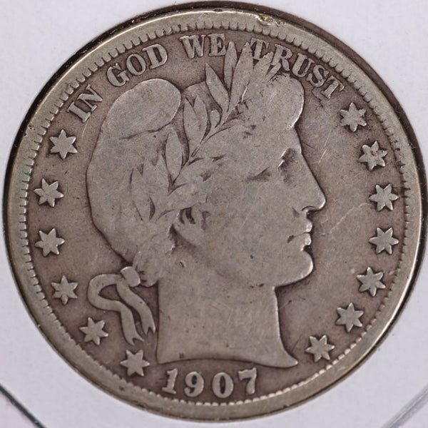 1907-D Barber Half Dollar, Fine Circulated Coin, Store #H907D03