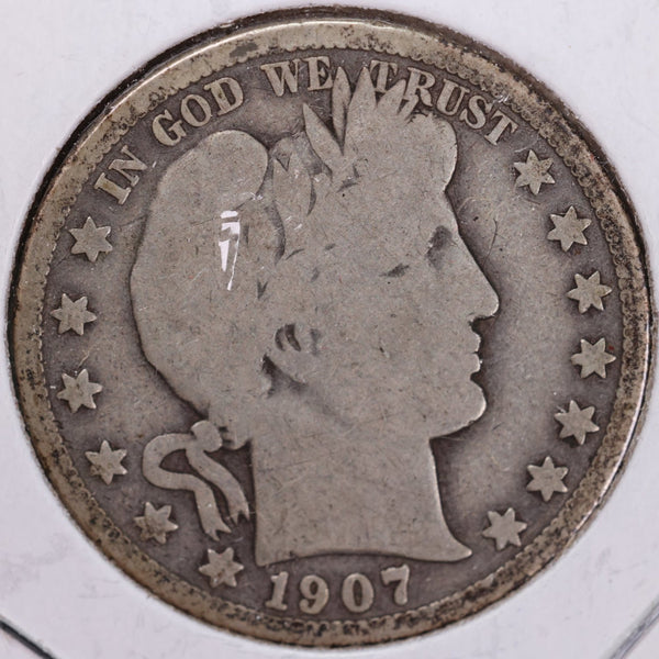 1907-D Barber Half Dollar, Good Circulated Coin, Store #H907D11