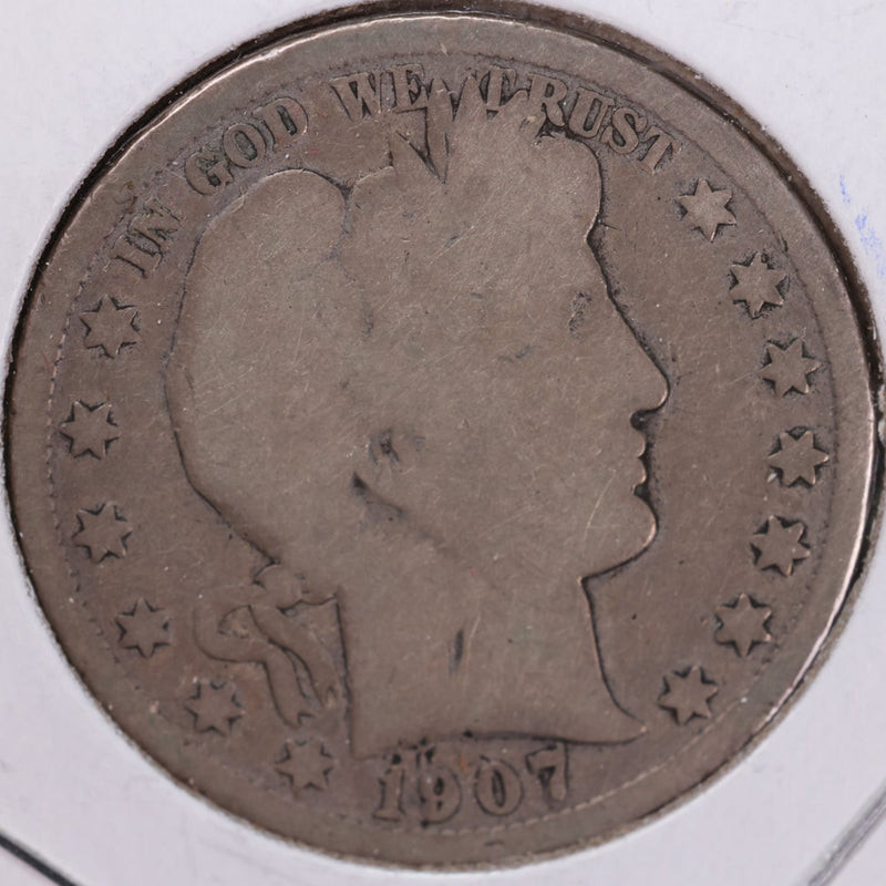 1907-D Barber Half Dollar, Good Circulated Coin, Store