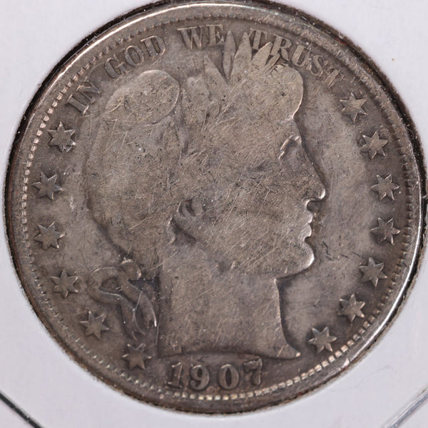 1907-O Barber Half Dollar, Very Good Circulated Coin, Store #H907O04