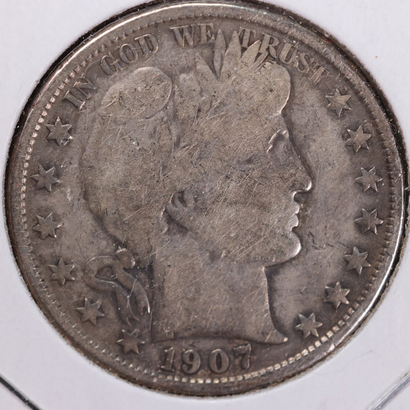 1907-O Barber Half Dollar, Very Good Circulated Coin, Store