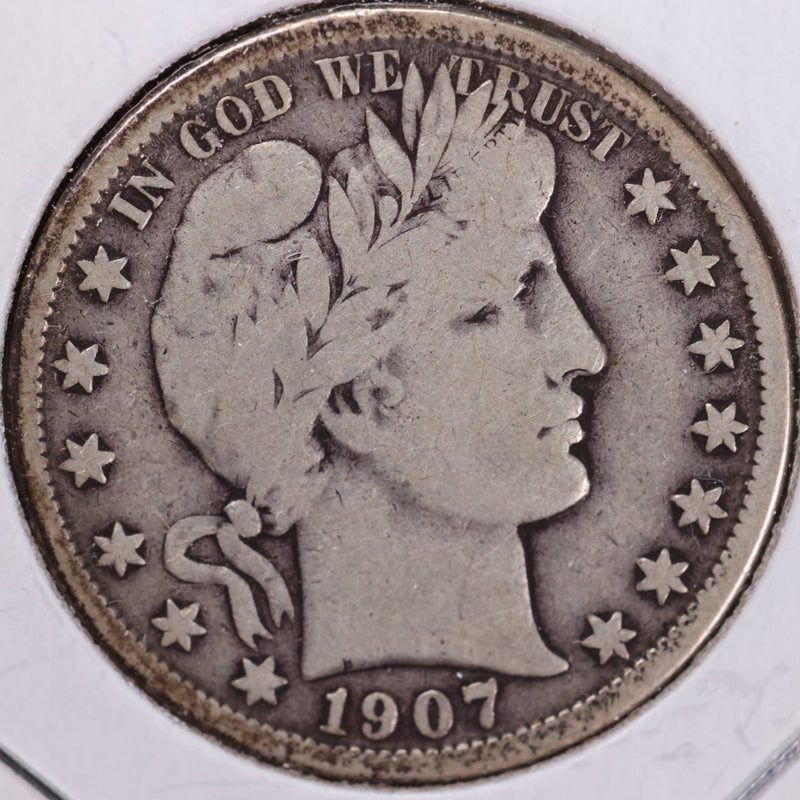 1907-O Barber Half Dollar, Very Good Circulated Coin, Store