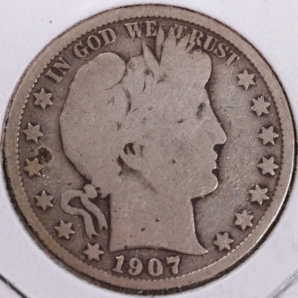 1907-S Barber Half Dollar, Very Good Circulated Coin, Store #H907S02