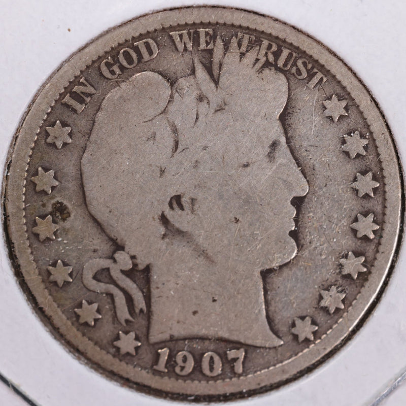 1907-S Barber Half Dollar, Very Good Circulated Coin, Store