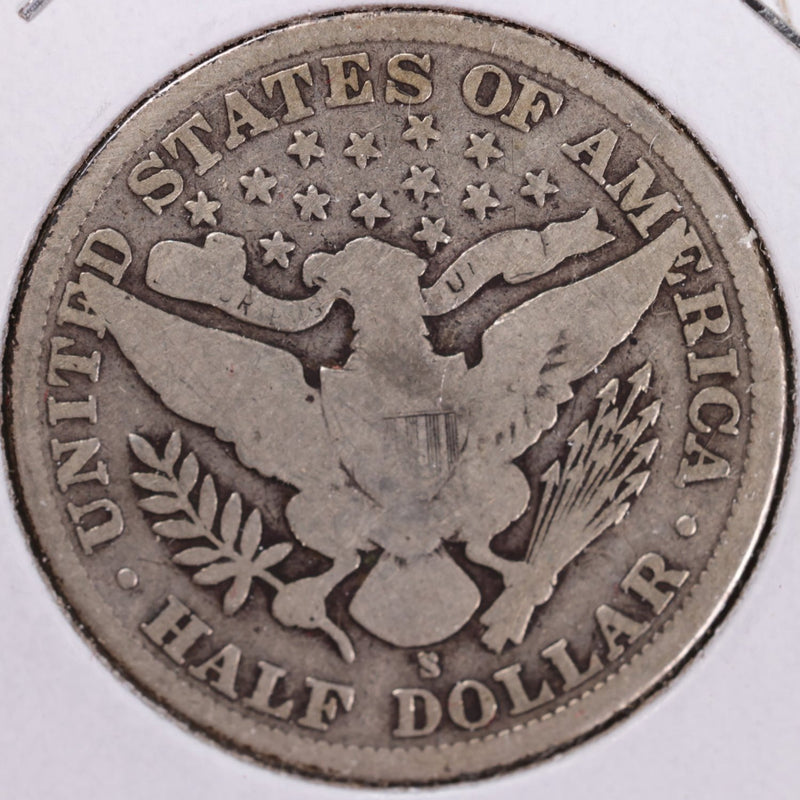 1907-S Barber Half Dollar, Very Good Circulated Coin, Store