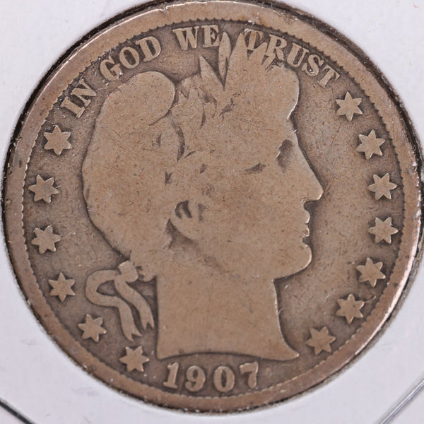 1907-S Barber Half Dollar, Very Good Circulated Coin, Store #H907S03