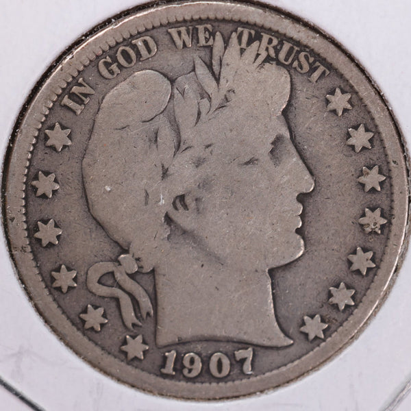 1907-S Barber Half Dollar, Very Good Circulated Coin, Store #H907S04