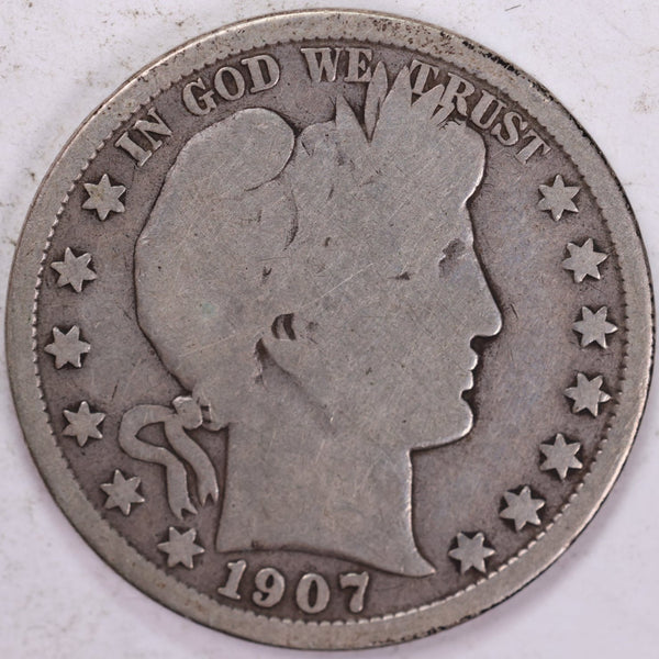 1907-S Barber Half Dollar, Good Circulated Coin, Store #H907S05