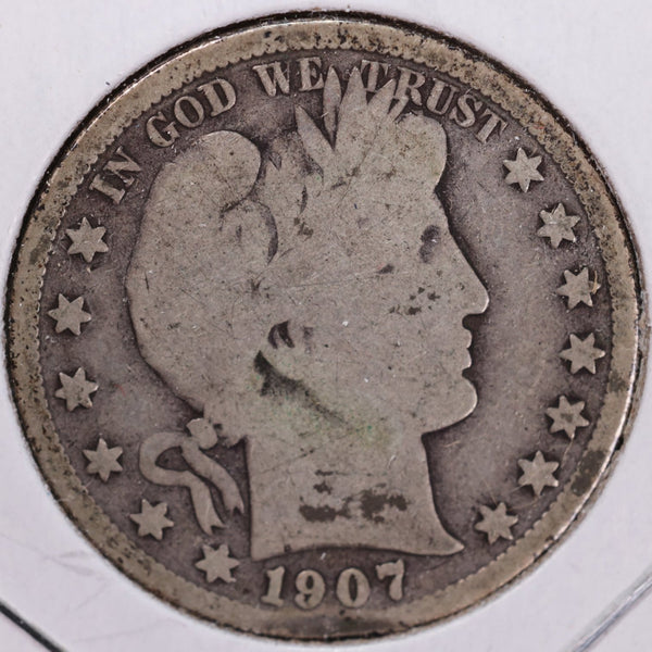 1907-S Barber Half Dollar, Good Circulated Coin, Store #H907S06