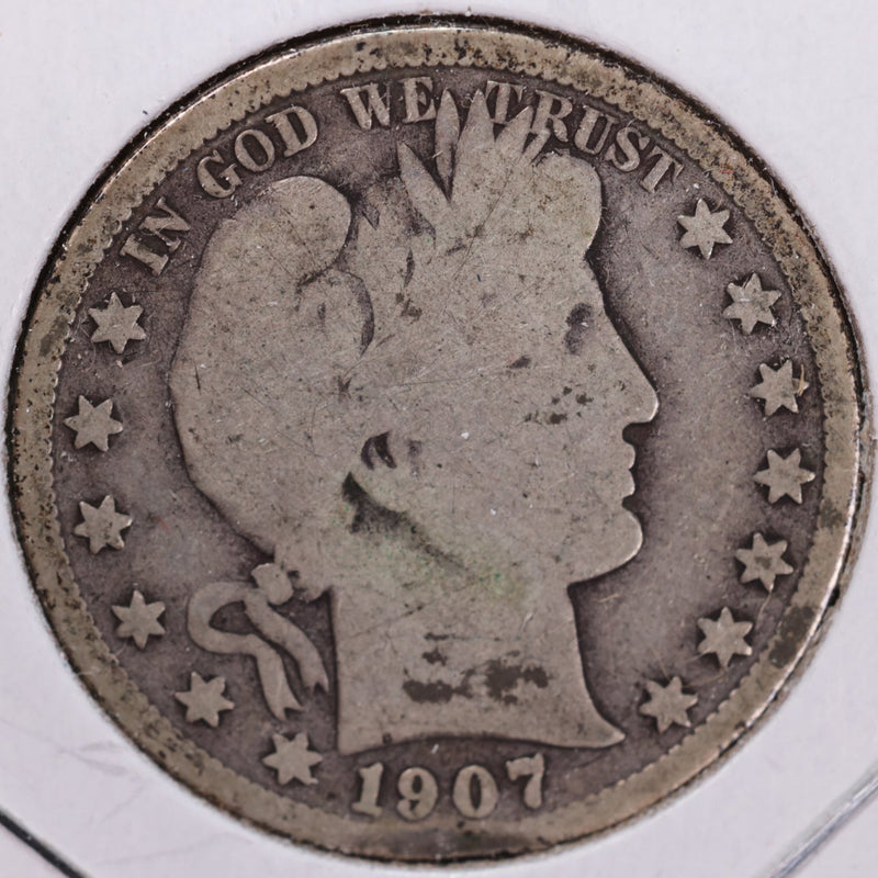 1907-S Barber Half Dollar, Good Circulated Coin, Store