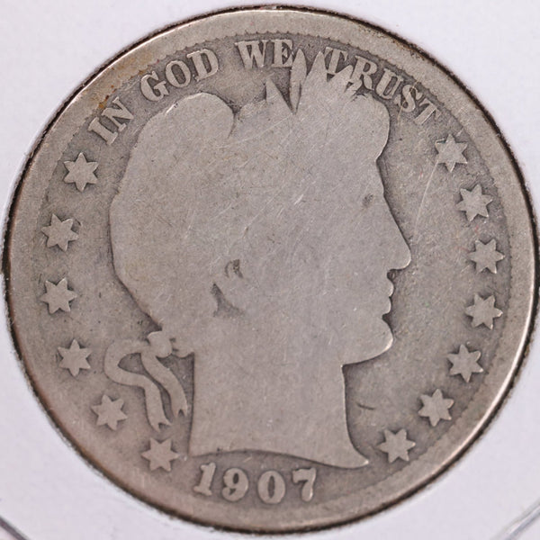 1907-S Barber Half Dollar, Good Circulated Coin, Store #H907S09