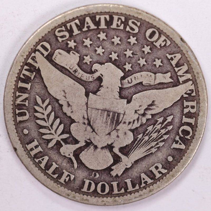 1908-D Barber Half Dollar, Very Good Circulated Coin, Store