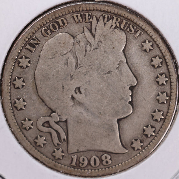 1908-D Barber Half Dollar, Very Good Circulated Coin, Store #H908D04