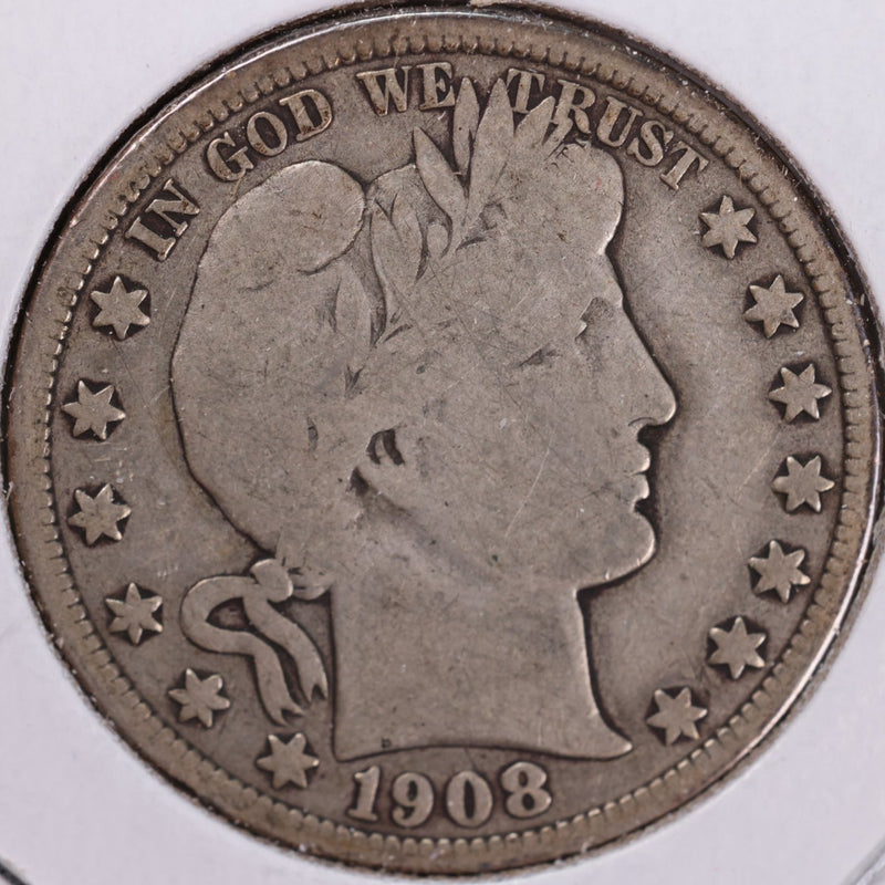 1908-D Barber Half Dollar, Very Good Circulated Coin, Store