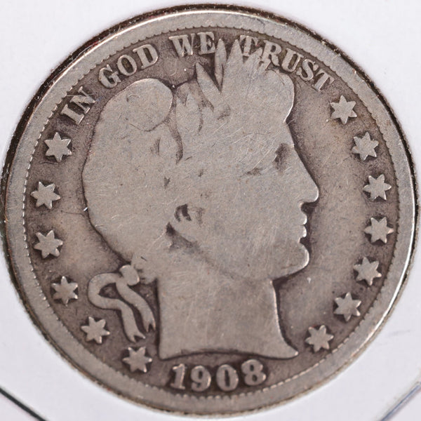 1908-D Barber Half Dollar, Very Good Circulated Coin, Store #H908D06