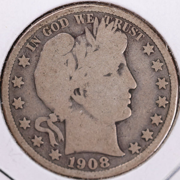 1908-D Barber Half Dollar, Very Good Circulated Coin, Store #H908D07