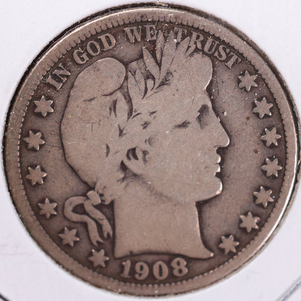 1908-D Barber Half Dollar, Very Good Circulated Coin, Store #H908D08