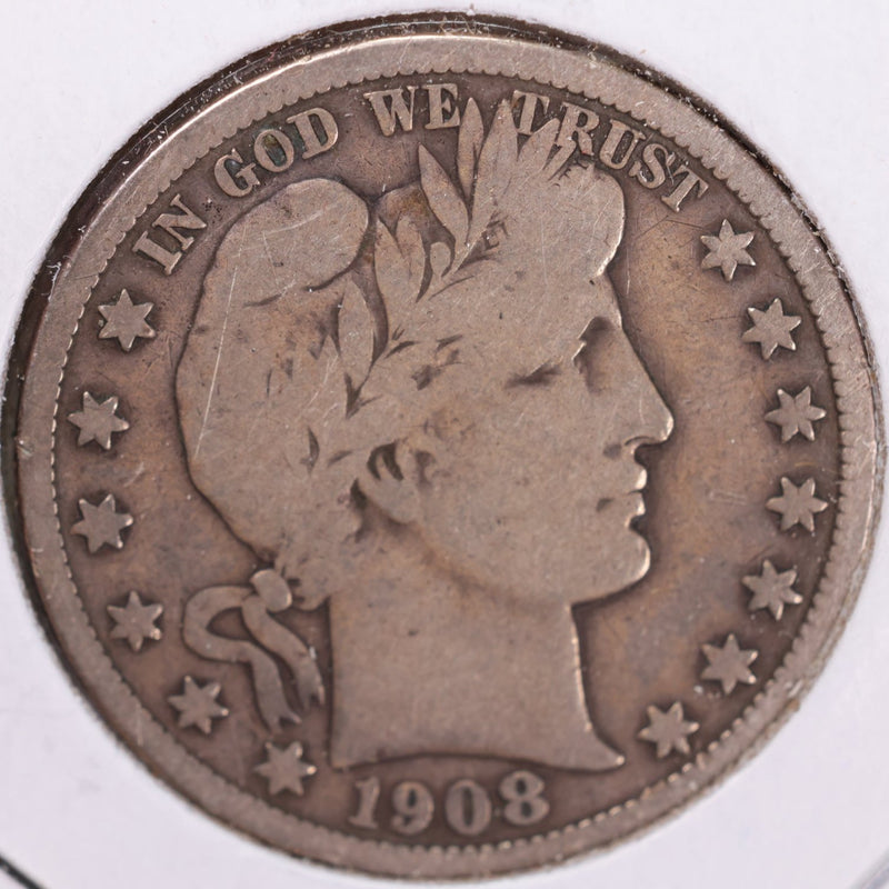 1908-D Barber Half Dollar, Very Good Circulated Coin, Store