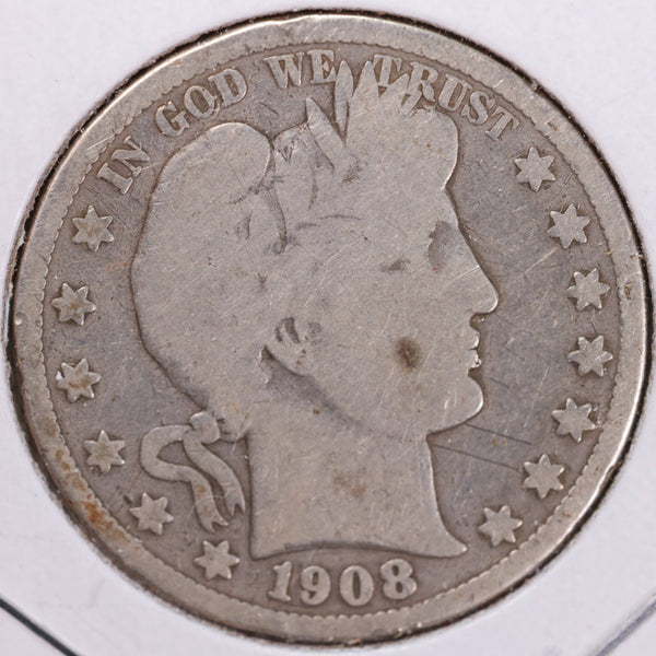 1908-D Barber Half Dollar, Very Good Circulated Coin, Store #H908D10