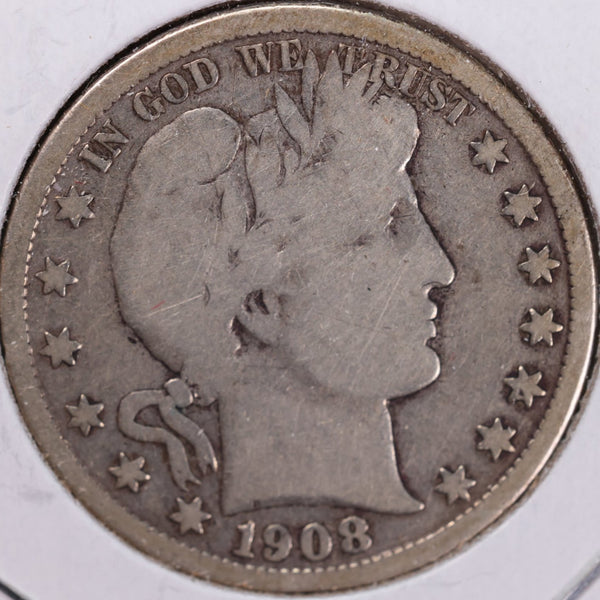 1908-D Barber Half Dollar, Very Good Circulated Coin, Store #H908D11