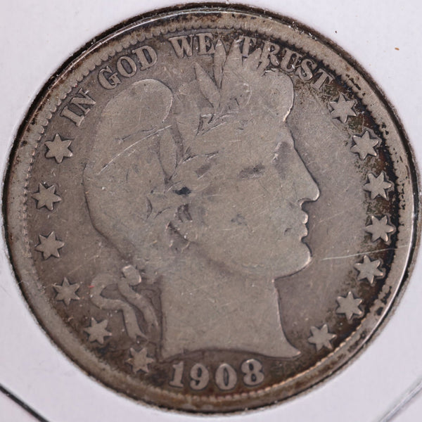 1908-S Barber Half Dollar, Very Good, Circulated Coin, Store #H908S03