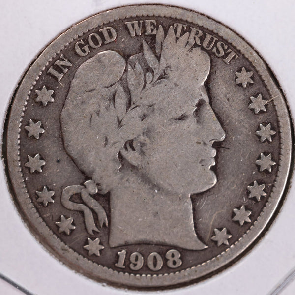 1908-S Barber Half Dollar, Very Good, Circulated Coin, Store #H908S04