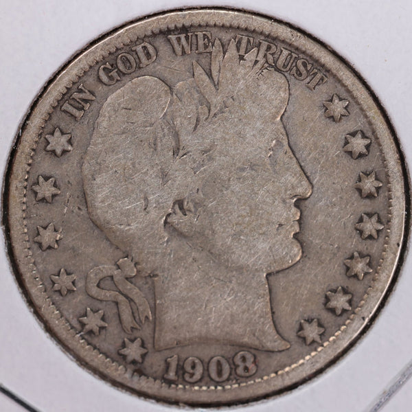 1908-S Barber Half Dollar, Very Good, Circulated Coin, Store #H908S05