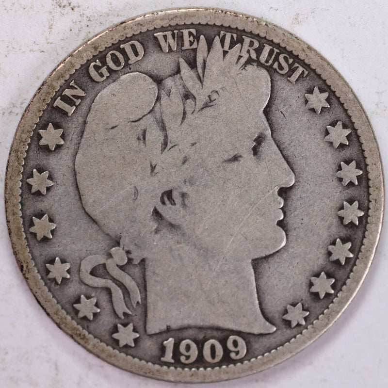 1909 Barber Half Dollar, Very Good, Circulated Coin, Store