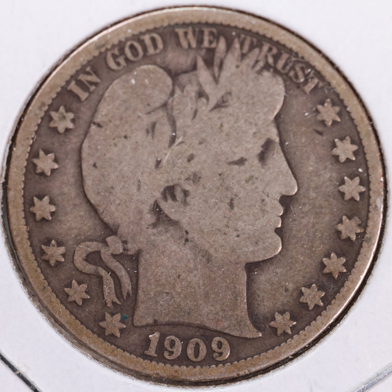 1909 Barber Half Dollar, Very Good, Circulated Coin, Store