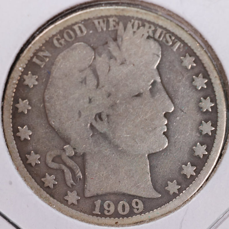 1909 Barber Half Dollar, Very Good, Circulated Coin, Store