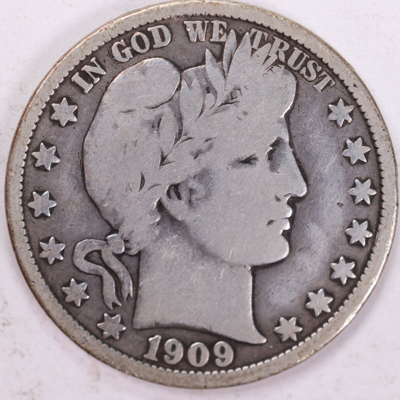 1909-O Barber Half Dollar, Very Good, Circulated Coin, Store