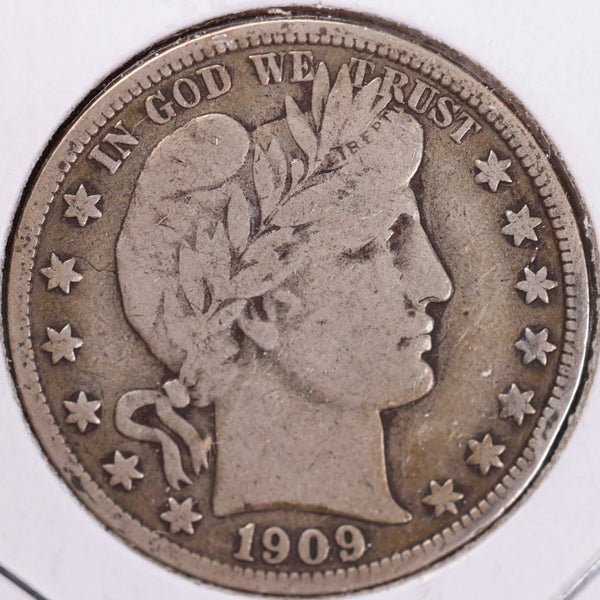 1909-S Barber Half Dollar, FINE+, Circulated Coin, Store #H909S02