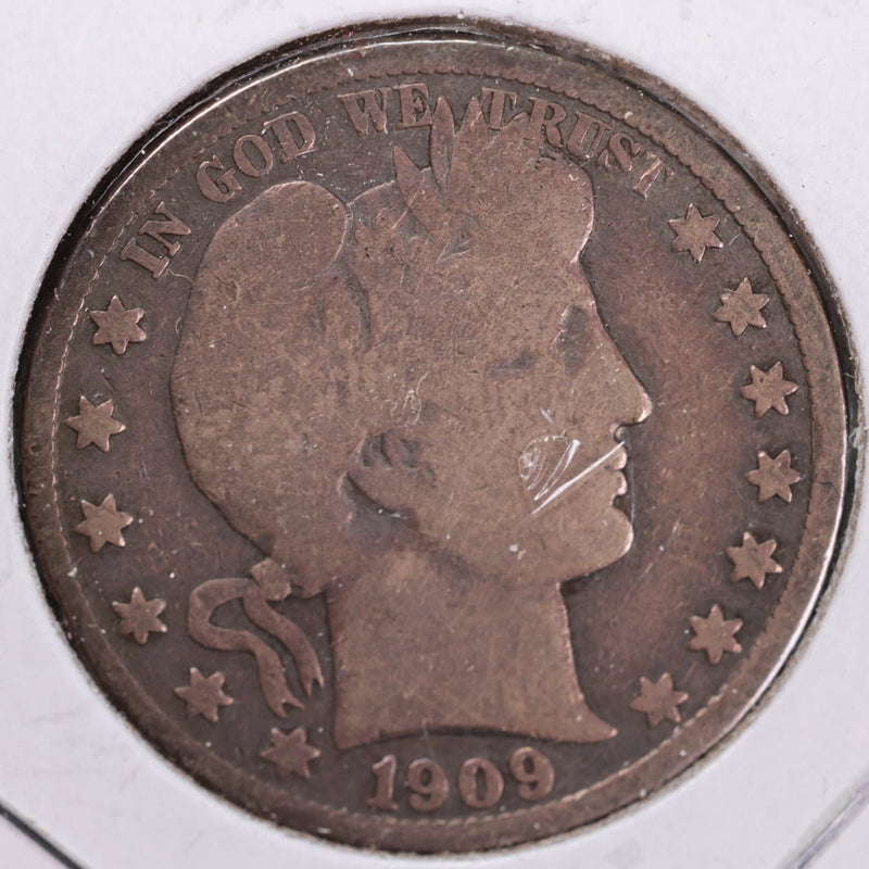 1909-S Barber Half Dollar, Very Good, Circulated Coin, Store