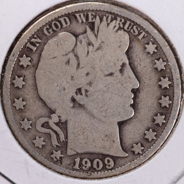 1909-S Barber Half Dollar, Very Good, Circulated Coin, Store #H909S05