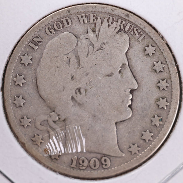 1909-S Barber Half Dollar, Good, Circulated Coin, Store #H909S06