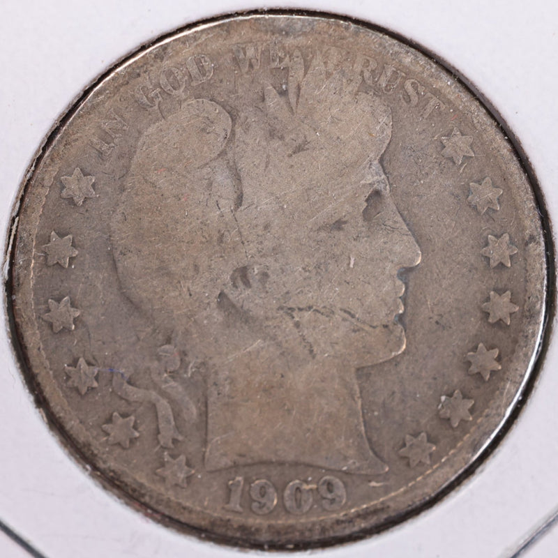 1909-S Barber Half Dollar, Good, Circulated Coin, Store