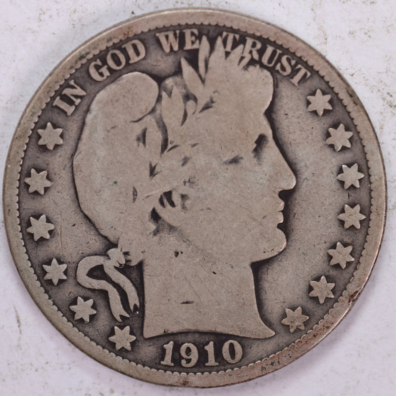 1910 Barber Half Dollar, Very Good, Circulated Coin, Store