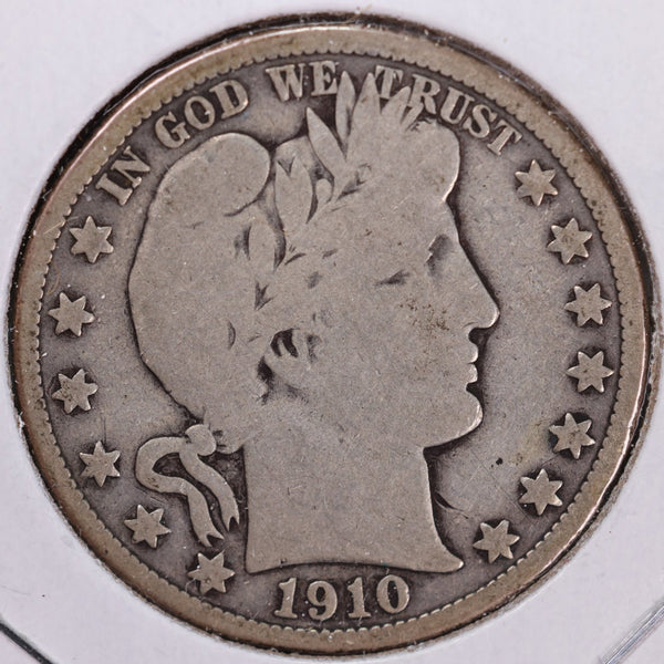 1910 Barber Half Dollar, Very Good, Circulated Coin, Store #H910.03