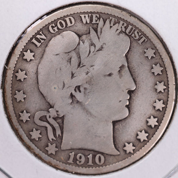 1910-S Barber Half Dollar, Good, Old cleaning, Details, Circulated Coin, Store #H910S03